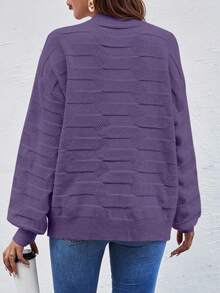 EMERY ROSE Suéter casual de unicolor con hombros caídos, otoño/invierno - Bold Plum - Ver 2