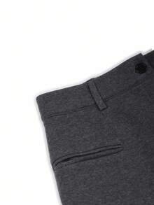 Franclia 大码女式优雅花卉印花保暖内衬直筒口袋裤 - 深灰色 - 查看 4