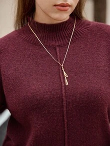 Easura 2pcs Plus Size Set, Casual Loose Collar Dropped Shoulder Sweater And Skirt Suit