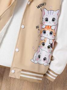 Sparklyn 青少年女孩拼色猫咪印花羊毛连帽夹克 - 彩色 - 查看 4