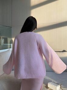 Sunspun Cárdigan de manga larga con lentejuelas de unicolor para tallas grandes