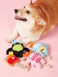 PETSIN 1 件绳索小海怪毛绒宠物声音玩具 - 耐用互动狗玩具，可咀嚼和咬