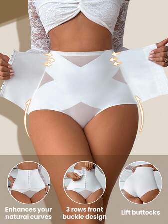 1pc Women High Waist Shapewear Shorts, Firm Control Waist Cincher, Sexy Mesh Butt Lifter Shaping Pants