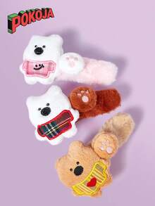 2PCS Cute Plush Hairpin Set - A Lovely Animal-Themed Hairband For Women, Featuring Soft Flannel Accessories. It's An Excellent Choice For Valentine's Day/Christmas Gifts For Girls, And Also A Fashionable Hairpin For Daily Use And Parties. - Multicolor - View 4