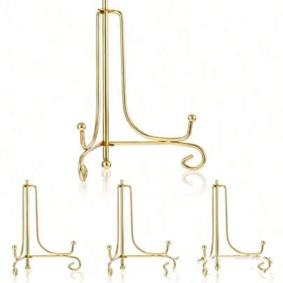Foldable Iron Art Triangle Stand, European Style Simple Metal Display Stand For Tea Cake Photo Frame Plate Gifts Birthday Graduation