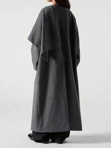 LYSMO 2025 New Arrive Minimalism Winter Women's Fashionable Shawl Coat, Autumn/Winter - Dark Grey - View 2