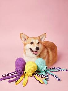 PETSIN 1 Stück Oktopus-förmiges Plüsch-Soundspielzeug - Quietsch-Spiel- und Kautier für Hunde & Katzen, niedliches Oktopus-Interaktionsgeschenk für Haustiere