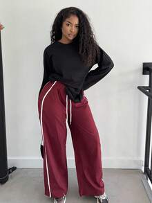 Alexandranx Loose Long Sleeve Top Casual Summer Spring Vacation Casual Cute Everyday Oversized Tee Airport Holiday Fall Back To School Autumn Winter Spring Vacation - Black - View 6