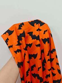 BamGleam Halloween Grafik Muster Kurz-Sweatshirt mit Rundhalsausschnitt, Halloween Kostüm - Verschiedenfarbig - Übersicht 7