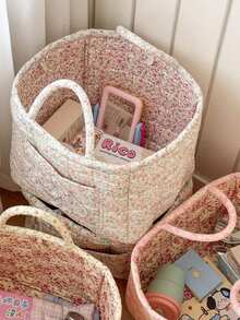 1 سلة تخزين عملية للزهور، سلة تخزين للأغراض المتنوعة، سلة تخزين للألعاب، سلة غسيل، سلة تخزين أحمر الشفاه وفرش المكياج ومنتجات العناية بالبشرة، ديكور منزلي، سلة نزهة محمولة، عناصر شائعة لعيد الميلاد - متعدد الألوان - مشاهدة 2