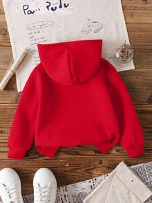 SHEIN | PAW Patrol Young Boy Cartoon Pattern Hooded Long Sleeve Sweatshirt - Red - View 2