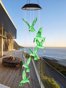 1PC Solar Hummingbird Wind Chimes Color Changing Solar Mobile Lights Waterproof LED Wind Chimes Solar Powered Lights For Garden Balcony Patio Lawn Halloween Christmas Thanksgiving Gift