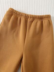 Cozy Pixies 2pcs Baby/Toddler Cartoon Bear Print Crew Neck Long Sleeve Sweatshirt And Elastic Waist Thickened Fleece Pants Set - Multicolor - View 5