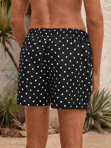 Manfinity VDAYZ Men's Beach Shorts Couples Matching Swimwear Drawstring Waist Front Tie Pocket Black And White Allover Print Resort Casual Hawaiian - Black and White - View 2