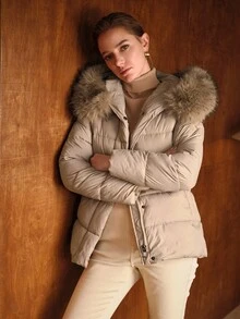 MOTF PREMIUM CAPPOTTO INVERNALE CON CAPPUCCIO E BORDO IN PELLICCIA A CONTRASTO - Caffè Marrone - Visualizzare 4
