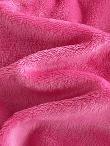 Girls' Cute Rabbit Embroidered Floral Fleece Robe, Comfortable Casual Loungewear For Autumn/Winter - Hot Pink - View 4