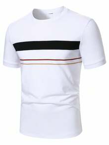 Manfinity Homme Men's Casual Contrast Color Round Neck Short Sleeve Polo Shirt Graphic - Multicolor - View 7