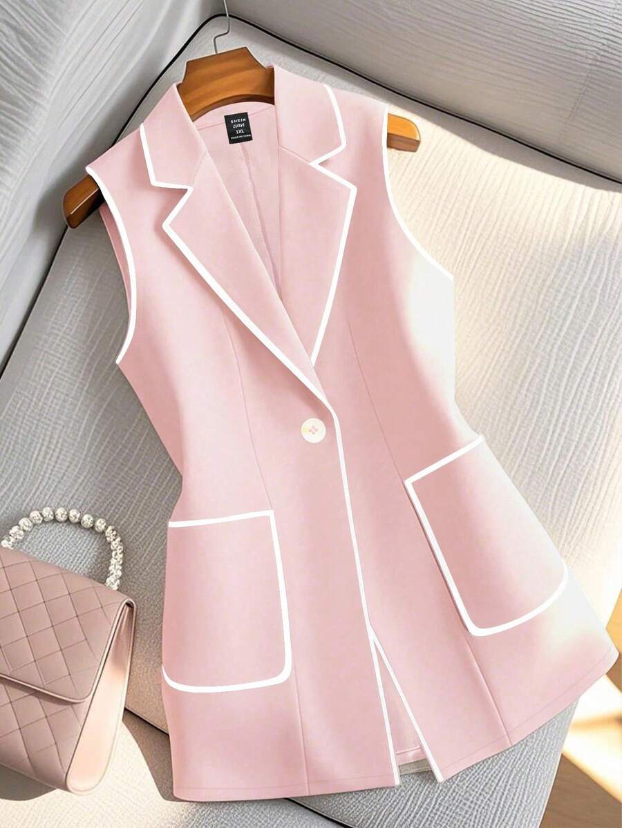 GlowEve CURVE Women's Sleeveless Contrast Color Vest Waistcoat Jacket