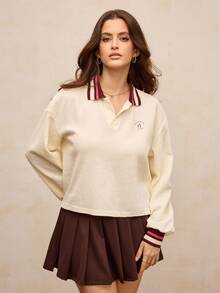 Activina Women's Golf & Tennis Colorblock Striped Sports Polo Shirt - Light Yellow - View 5