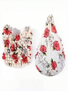 Joivida 新款创意花卉泡泡袋 - 便携式家居收纳袋，高弹力，大容量手提弹力泡泡手提袋，女士手提包 - 彩色 - 查看 4