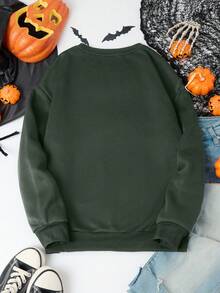 INAWLY 女士运动衫/手印/圣诞上衣/圣诞节/新年快乐运动衫/趣味运动衫/时尚/时尚运动衫/家庭装新年衬衫、圣诞派对 T 恤和上衣、可爱的圣诞节节日礼物/女士休闲宽松圆领上衣/秋冬 - 綠色 - 查看 3