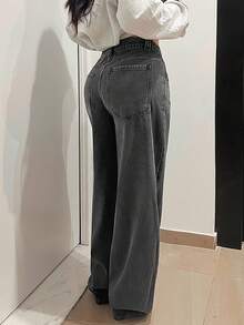 Jeanoix Y2K Low Waist Distressed Denim Jeans - Grey - View 2