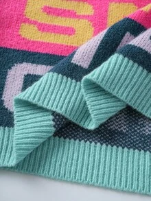 ROMWE MEN Street Life Men's Striped Jacquard Crew Neck Long Sleeve Sweater, Autumn/Winter - Multicolor - View 8