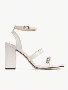 CUCCOO CHICEST Women's Elegant Faux Pearl Sexy High Heel Sandals, Summer Valentine's Day - White - View 3