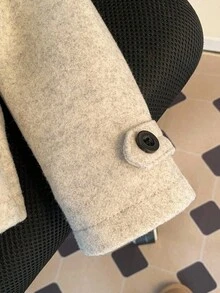 SHEIN 1pc Apricot Gray Woolen Long Sleeve Lapel Jacket, Casual Fashionable Street Style, Suitable For School And Everyday Wear, Spring & Winter