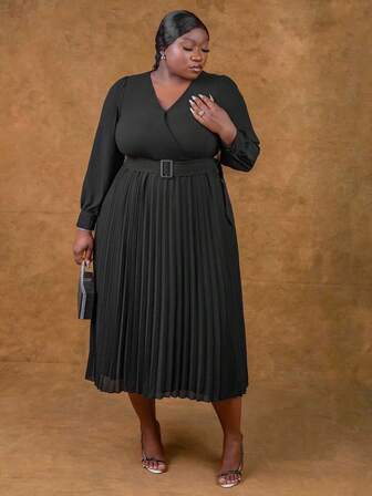 CurvyTilda Robe d'automne Tildaharris pour femmes, robe longue à manches longues de couleur unie, décontractée et polyvalente pour l'hiver, grande taille, pour toutes les morphologies