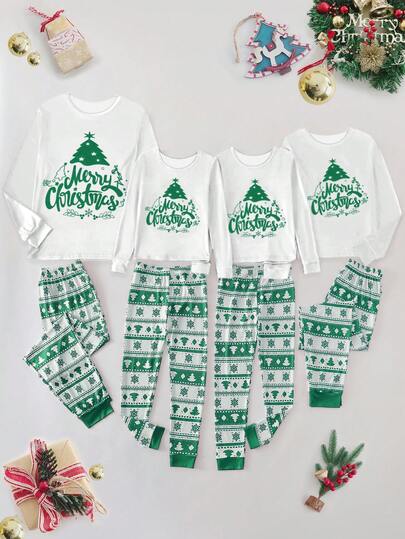 طقم بيجامات فتاة عيد الميلاد المجيد، طقم بيجامات مريح بأكمام طويلة وبنطال طويل. يحتوي الجزء العلوي على نمط شجرة عيد الميلاد الديكورية البيضاء وخط "عيد الميلاد المجيد" بخط مائل. البنطال به طبعة أشجار عيد الميلاد المتداخلة وطبعة رقائق الثلج. مصنوع من قماش محبوك مرن وقابل للتنفس، قابل للغسل في الغسالة، مريح وسهل العناية. طقم متطابق للأم والابنة (4 طقم تباع بشكل منفصل)