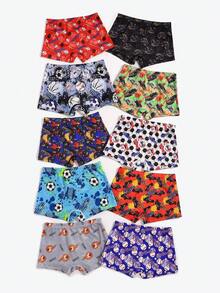10pcs Young Boy Minimalist Fashion Printed Pattern Briefs - Multicolor - View 2