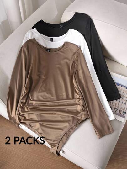 CosyJoli Body de talla grande de unicolor con pliegues