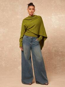 Lumalex Winter Fall Women Turtleneck Fitted Long Sleeve Sweater With Cape Shawl Green Sweater Green Long Sleeve Top Cowl Neck Top Winter Clothes For Women Sweaters Turtle Neck Women Glamour Elegant Dress Fall New Style Women Luxury Prom Gathering Party Banquet Modest Old Money Coquette Glitter Holiday Party Rave Festival Outing Vacation Hot Outdoor Richly Layered Wedding Season Banquet ID Al-Adha Al-Adha Party New Year Chic Autumn Fall New Style Women Gala Night Delicate Romance - Green - View 4