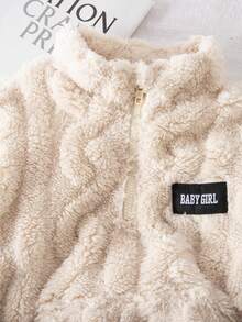 SHEIN 可爱毛绒杏色立领卫衣，百搭秋冬 - 卡其色 - 查看 7