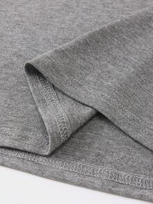 INAWLY Kaos Kasual Wanita Musim Panas Warna Polos Leher Bulat Lengan Pendek - Dark Grey - View 6