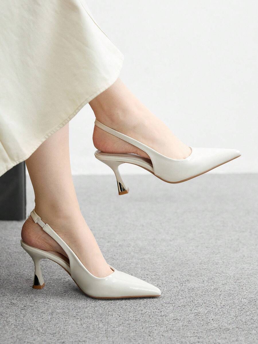 CUCCOO BIZCHIC 尖头细高跟露背米色性感时尚通勤办公室女士百搭女式高跟鞋 - 米色 - 查看 1