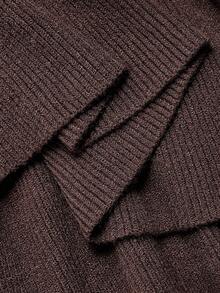 SHEIN MOD فستان محبوك بالكتف المكشوف لون كاكي للنساء - كاكي - مشاهدة 5