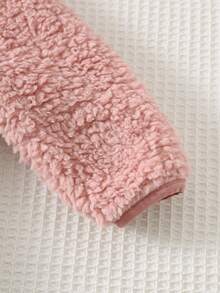 Cozy Pixies 女婴卡通熊图案保暖连帽开衫外套，秋冬季女婴抓绒冬装外套，冬季小熊婴儿外套，小熊外套，女婴毛绒外套，女婴冬季服装 - 藕粉色 - 查看 9