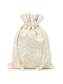 10PCS, 9 Sizes, 100% Natural Plain Linen Christmas Snowflake Drawstring Bags, Jute Burlap Fabric Pouches, Can Store Fruits, Vegetables, Coffee, Can Be Used For Jewelry, Gifts, Cosmetics, Clothes And Other Packaging, Suitable For Christmas, Birthday, Wedding, Party Gifts - Multicolor - View 3