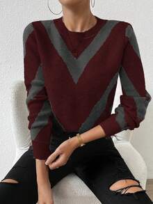 EMERY ROSE 2025秋冬新品几何条纹套头衫 - 彩色 - 查看 5