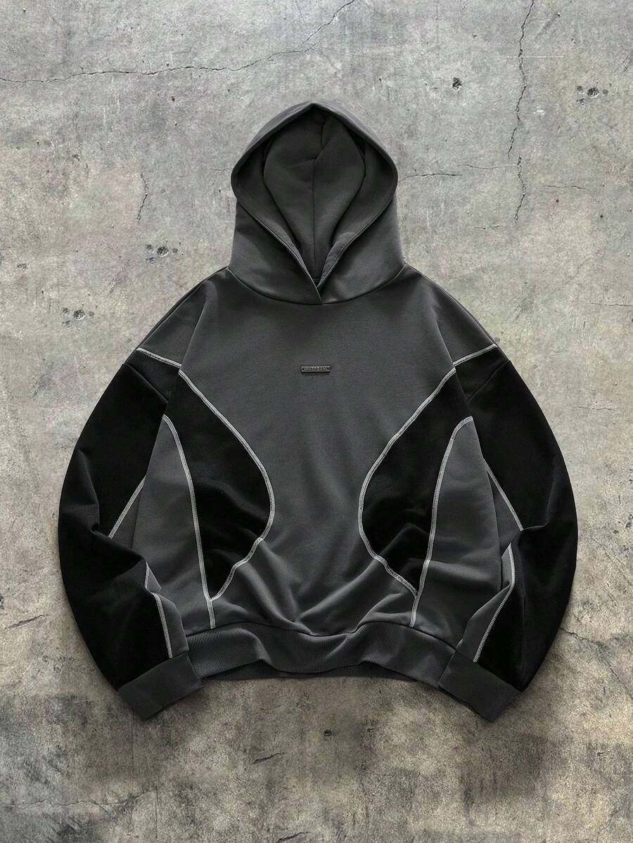 AXEPEAK 男士拼色连帽衫，适合秋冬 - 彩色 - 查看 1