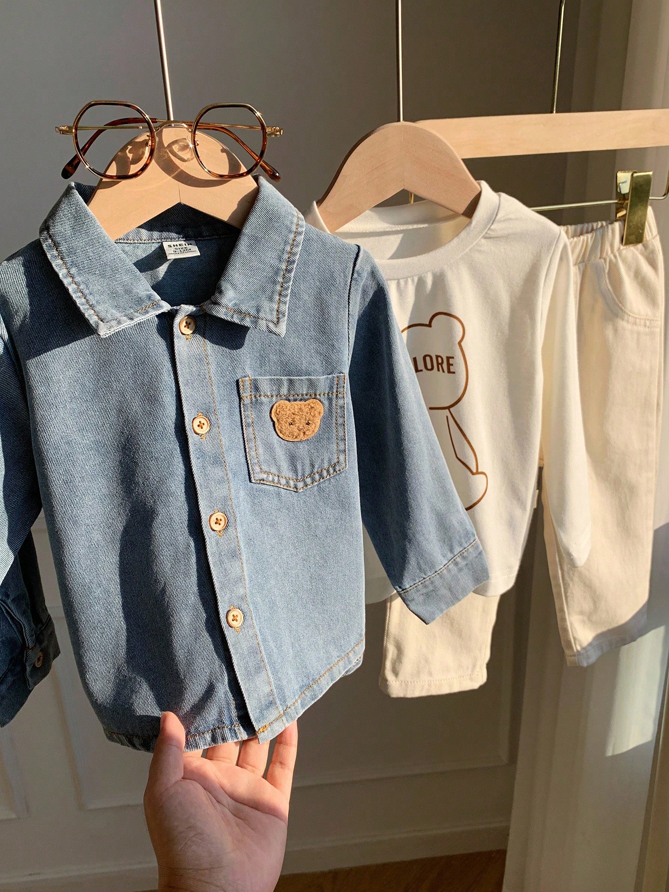 مجموعة ملابس أطفال صبيان 3 قطع: جاكيت جينز كاجوال...