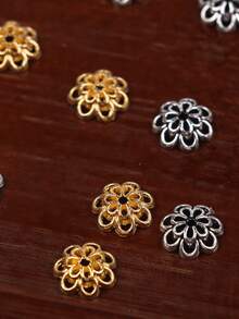 300 件双层花珠帽，空心花丝珠端盖，多功能 DIY 珠宝配件，适用于耳环、吊坠、项链、手链工艺品 - 彩色 - 查看 11