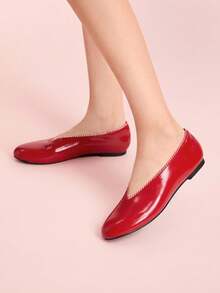 CUCCOO DOLLMOD Women's Red Fashionable Cute Sweet Flat Slip-On Loafers - Red - View 3