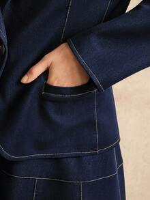 Anewsta Women's Elegant Casual Blazer Jacket - Blue - View 5