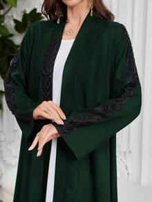 Al Najma 2025 Spring/Summer New Solid Color Long Sleeve Loose Rhinestone Abaya For Women - Dark Green - View 7