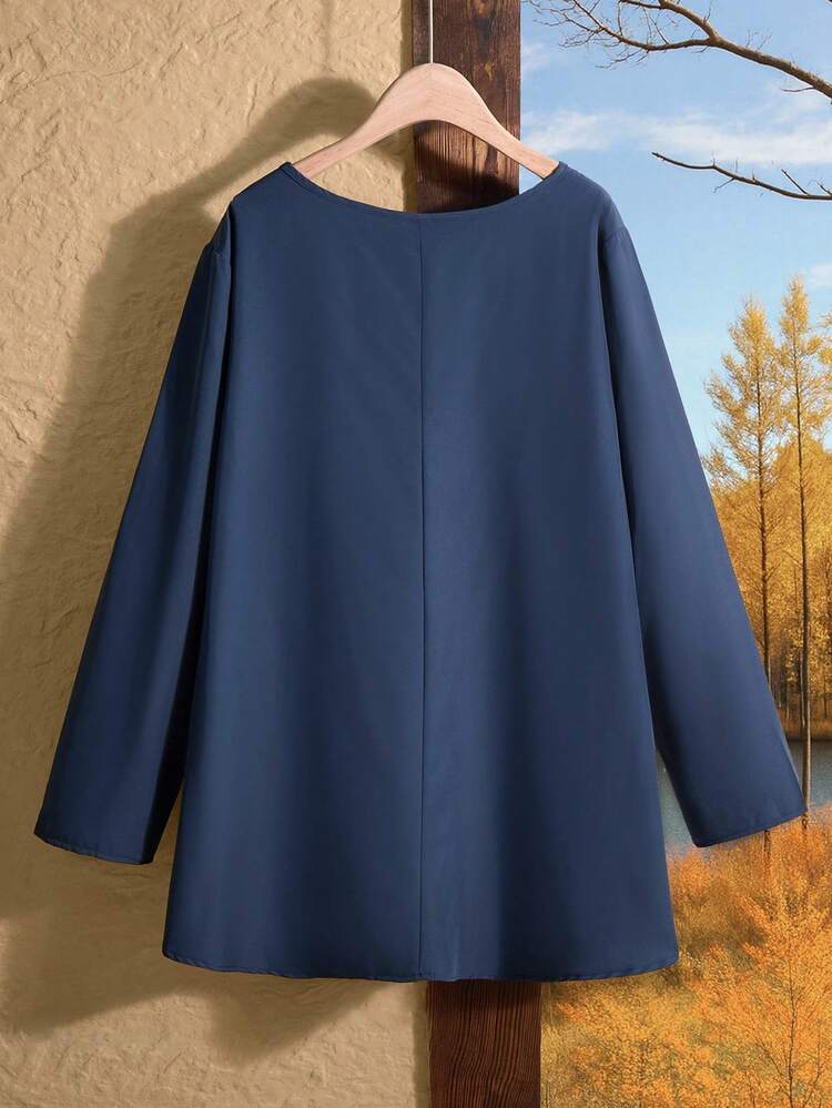 Große Größen Herbst Lässig Bluse mit floraler Stickerei, Karomuster Patchwork, Landhaus Stil für Frauen, Country Konzert, Winter Gemütlichkeit Herbst