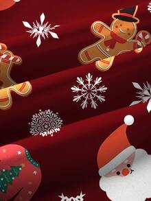 PopScrub 女士时尚 V 领短袖磨砂上衣，卡通驯鹿、雪花、圣诞树和圣诞老人全身印花，圣诞主题 - 彩色 - 查看 5