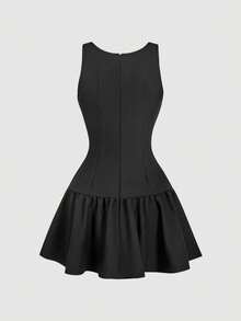 SHEIN MOD Women's Button & Bow Decor Mini Dress - Black - View 2